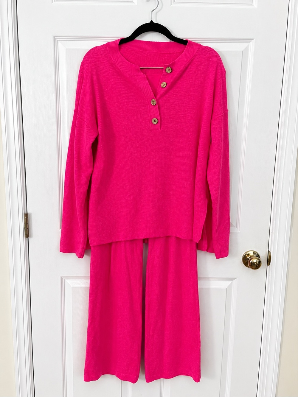Women’s Hot Pink Cozy Button-Front Set